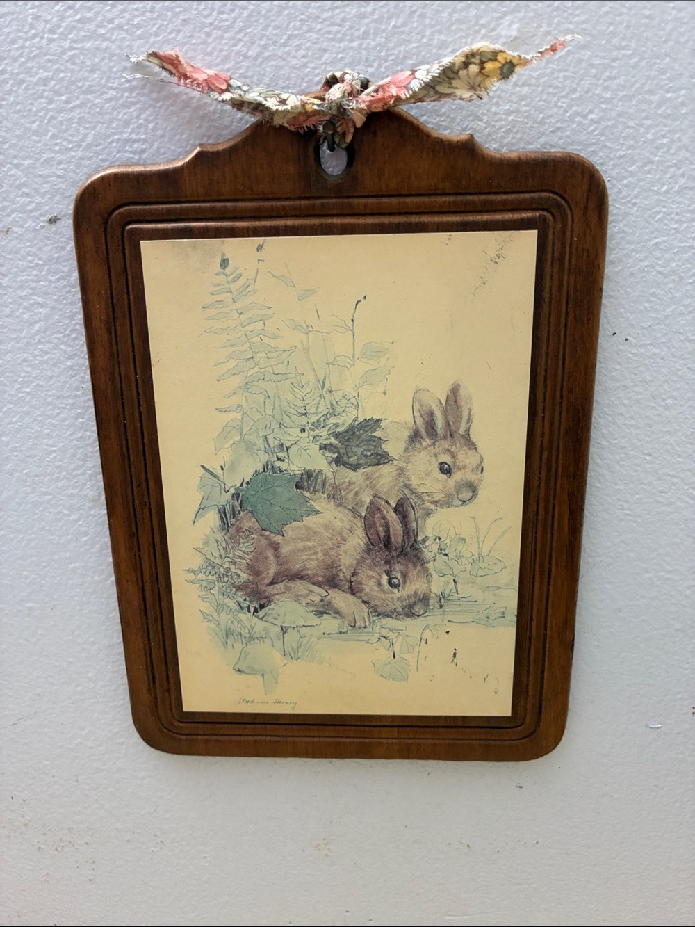 Rustic Brown Bunny Print Wall Plaque - Unbranded